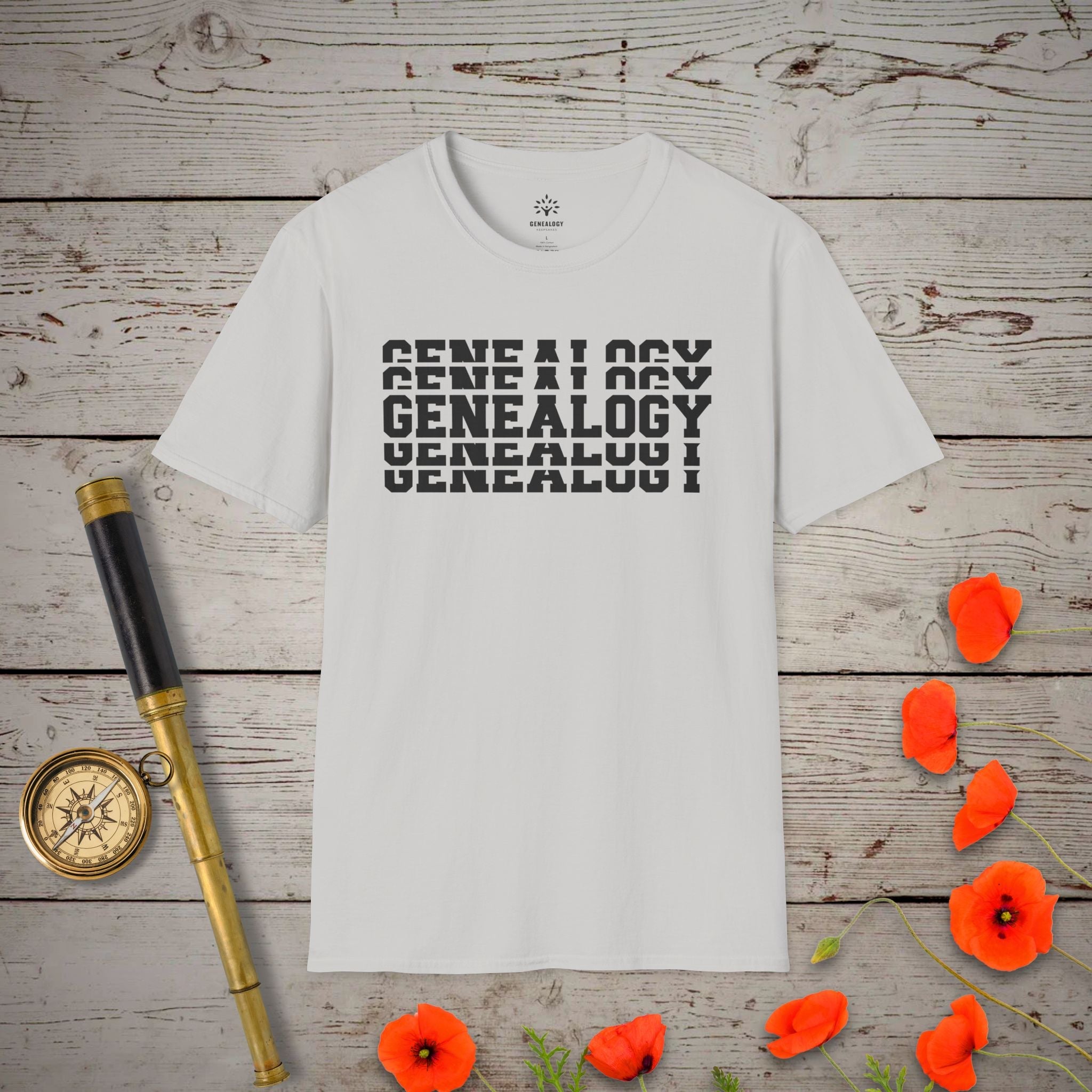 Genealogy Stacked T-Shirt in Ice Grey by Genealogy Keepsakes