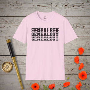 Genealogy Stacked T-Shirt in Light Pink by Genealogy Keepsakes