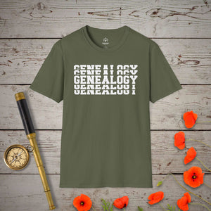 Genealogy Stacked T-Shirt in Military Green by Genealogy Keepsakes