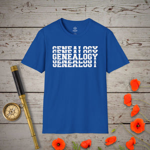Genealogy Stacked T-Shirt in Royal by Genealogy Keepsakes
