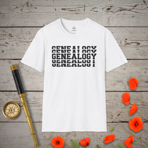 Genealogy Stacked T-Shirt in White by Genealogy Keepsakes