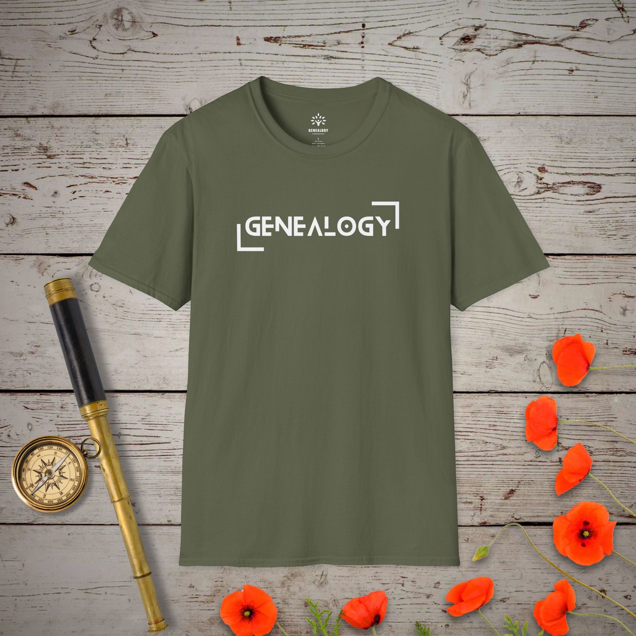 Genealogy T-Shirt in Military Green by Genealogy Keepsakes