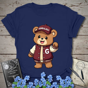 Genealogy Teddy Bear T-Shirt in Navy by Genealogy Keepsakes