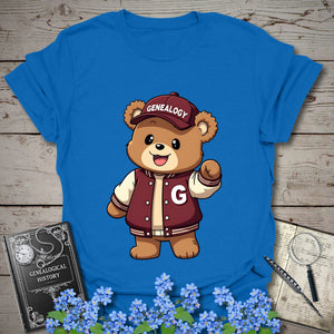 Genealogy Teddy Bear T-Shirt in Royal by Genealogy Keepsakes