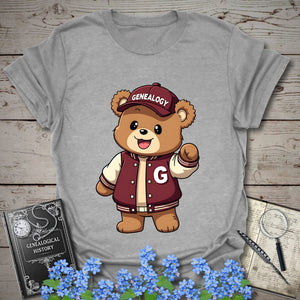 Genealogy Teddy Bear T-Shirt in Sport Grey by Genealogy Keepsakes
