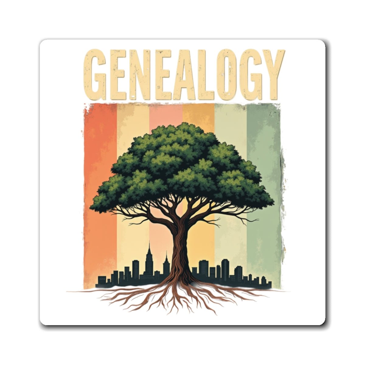 Genealogy Tree Refrigerator Magnet in 6" × 6" by Genealogy Keepsakes