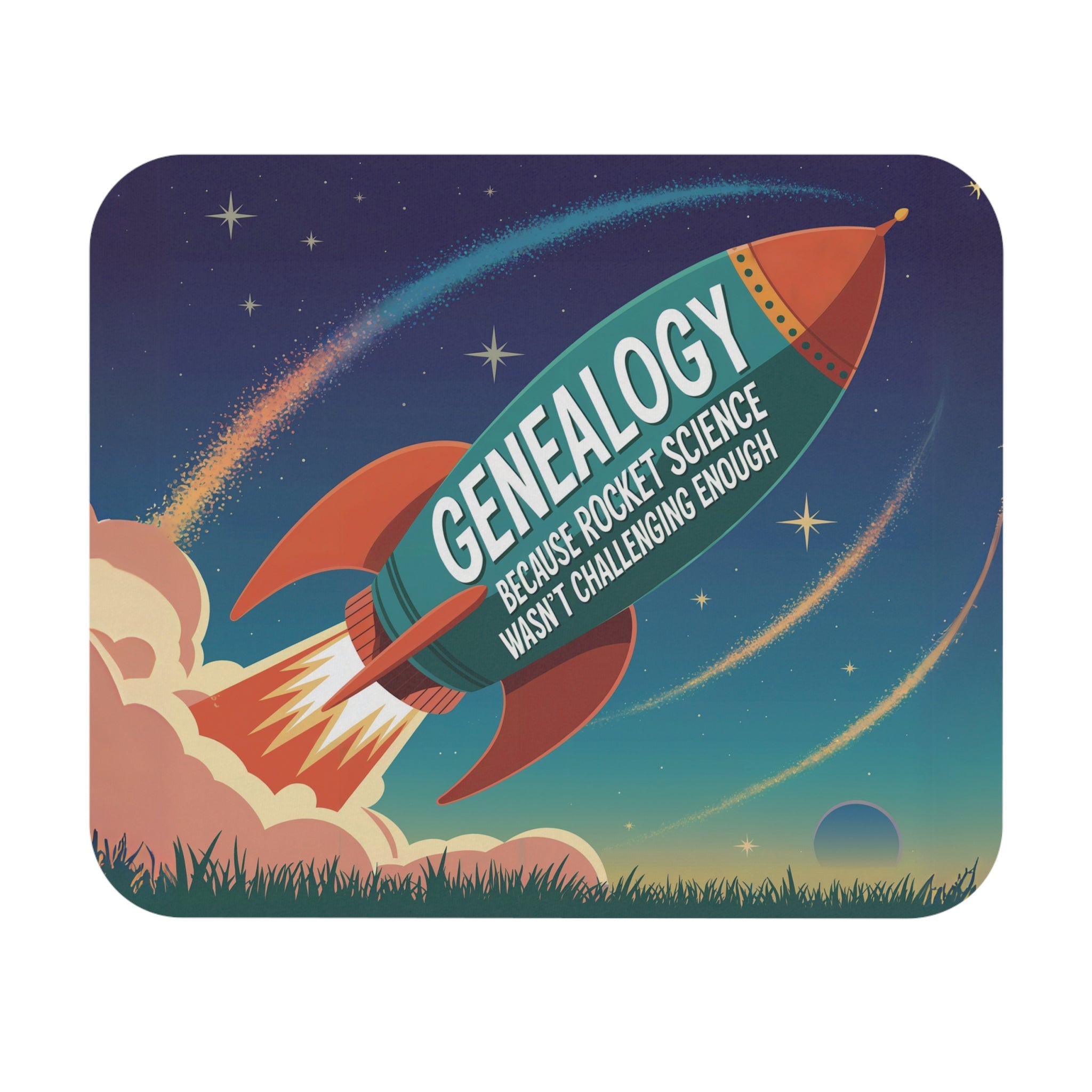 Genealogy v Rocket Science Mouse Pad in 9" × 8" by Genealogy Keepsakes