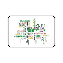 Genealogy Word Cloud Desk Mat in 12" × 18" by Genealogy Keepsakes