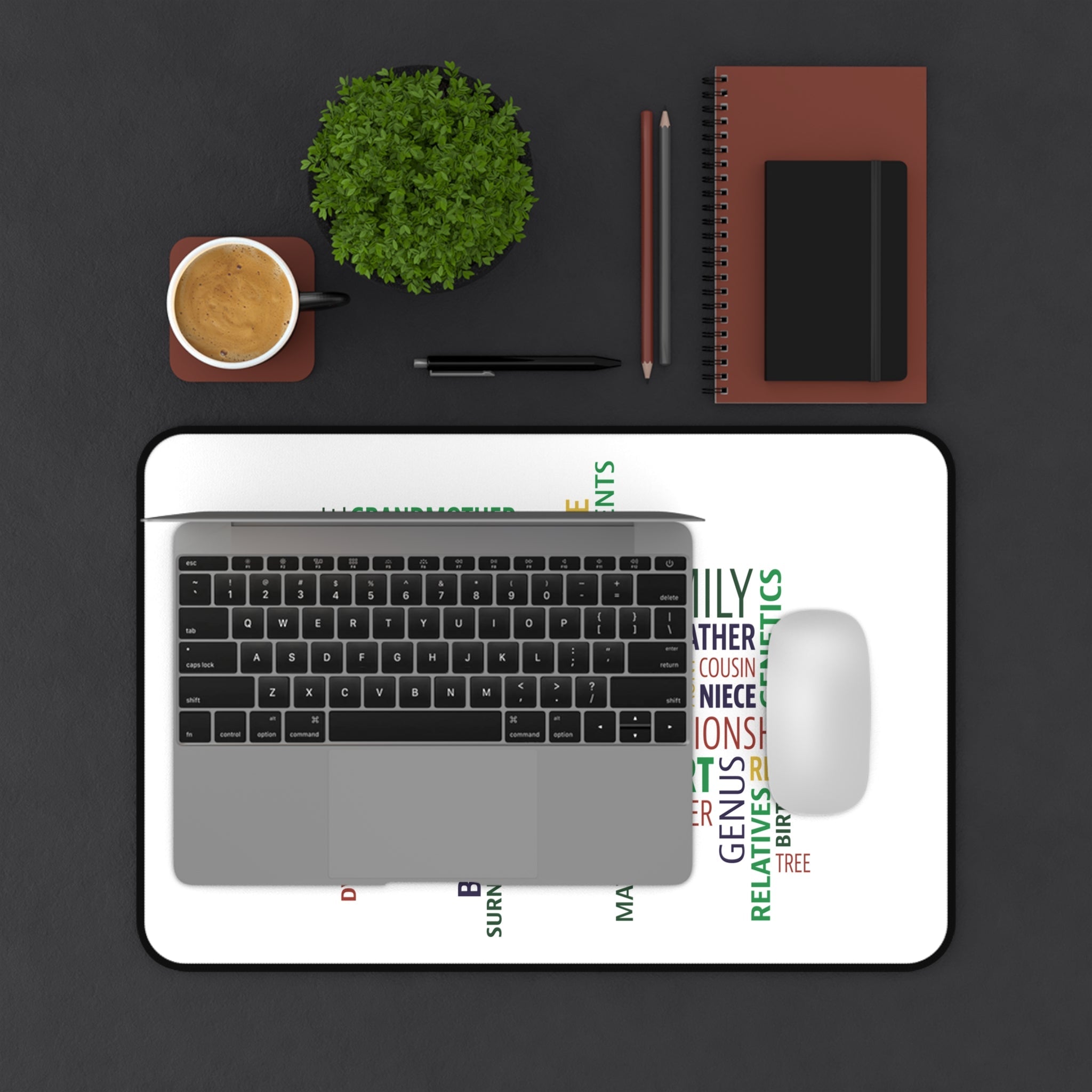 Genealogy Word Cloud Desk Mat in 16" × 32" by Genealogy Keepsakes