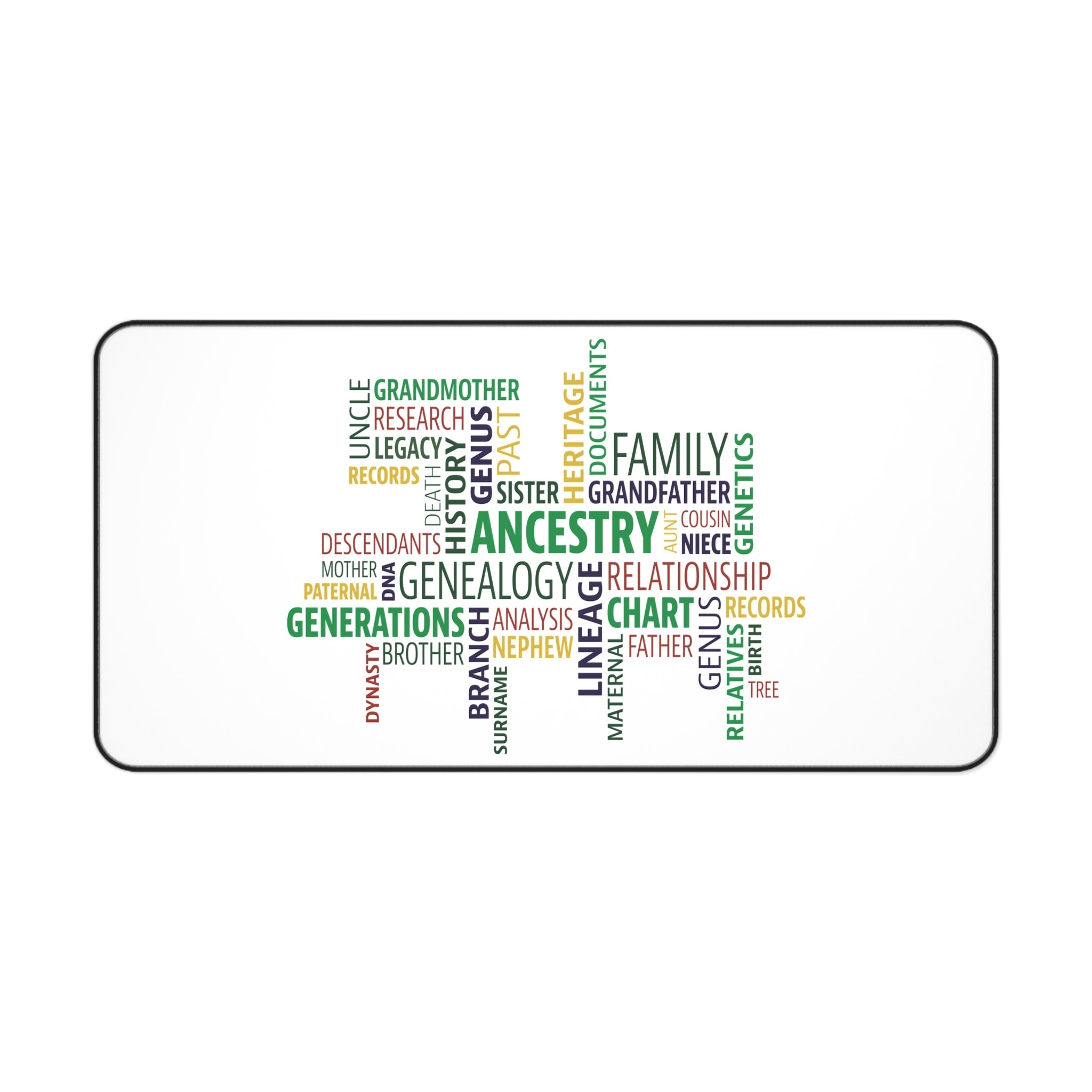 Genealogy Word Cloud Desk Mat in 16" × 32" by Genealogy Keepsakes
