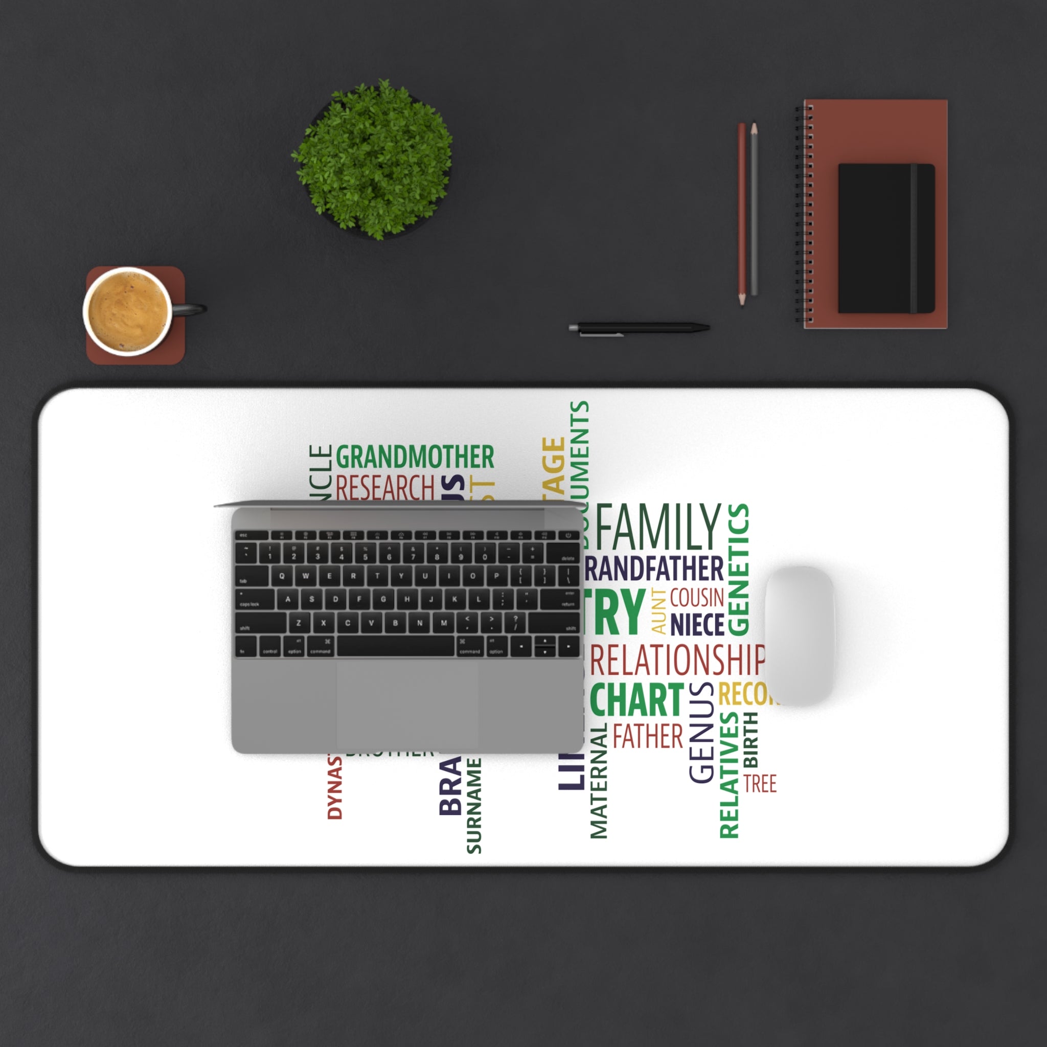 Genealogy Word Cloud Desk Mat in 16" × 32" by Genealogy Keepsakes