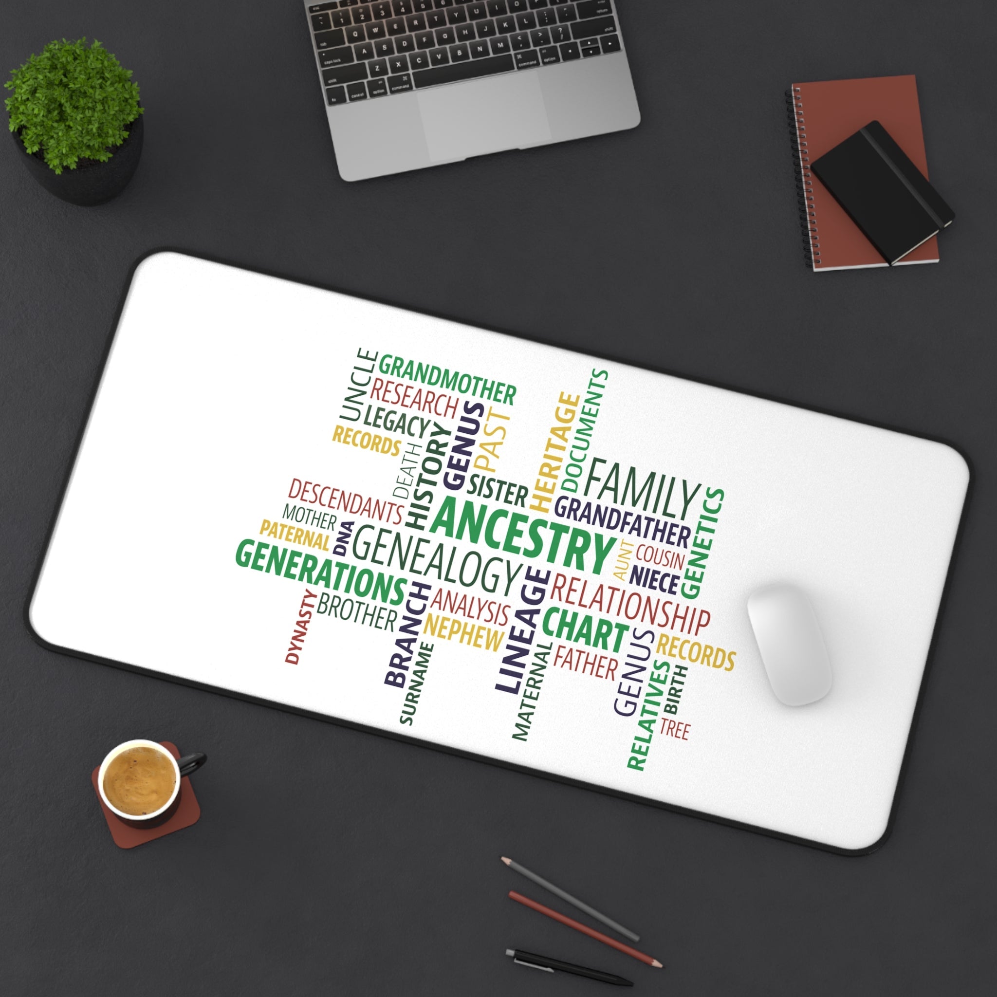 Genealogy Word Cloud Desk Mat in by Genealogy Keepsakes