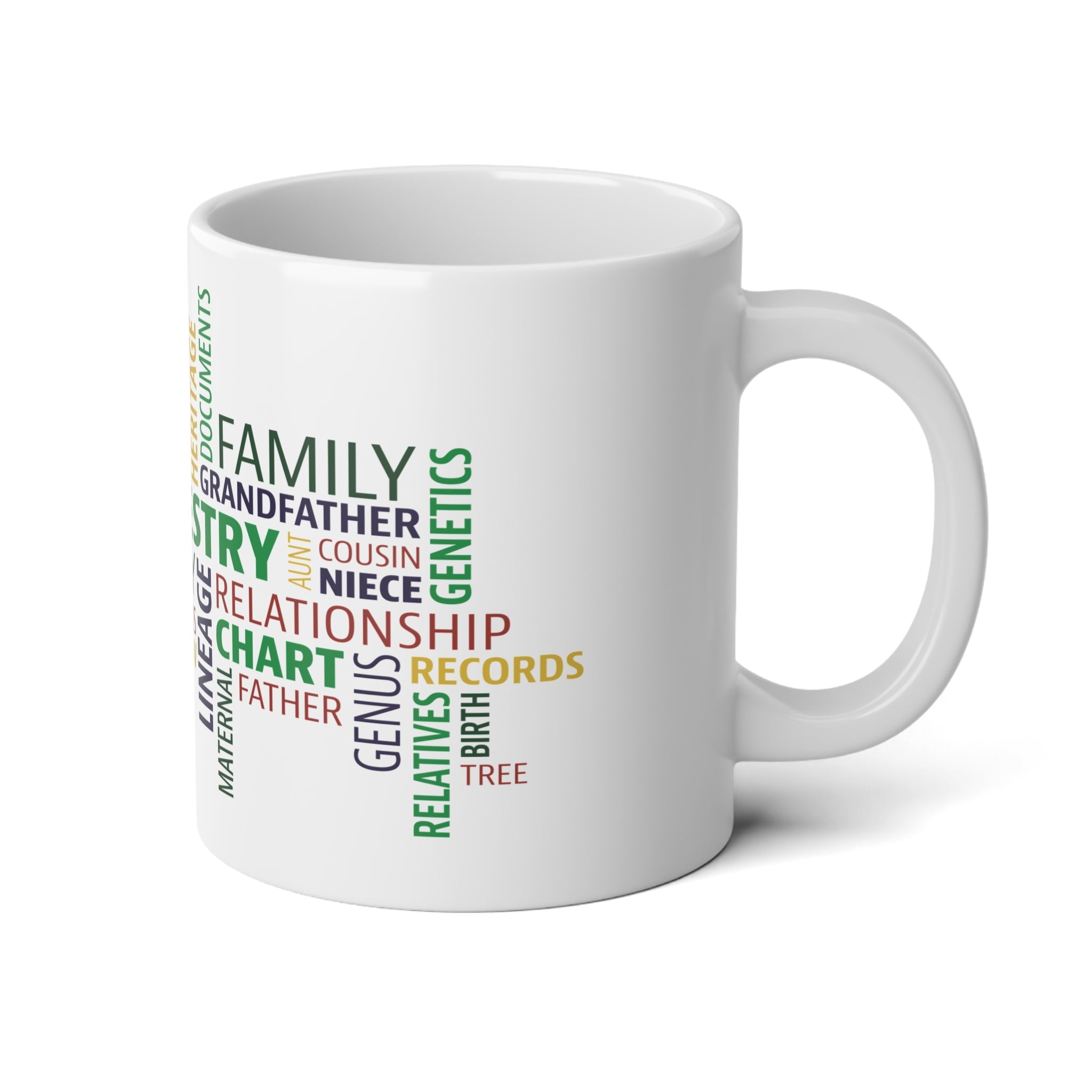 Genealogy Word Cloud Mug (20oz) in White by Genealogy Keepsakes