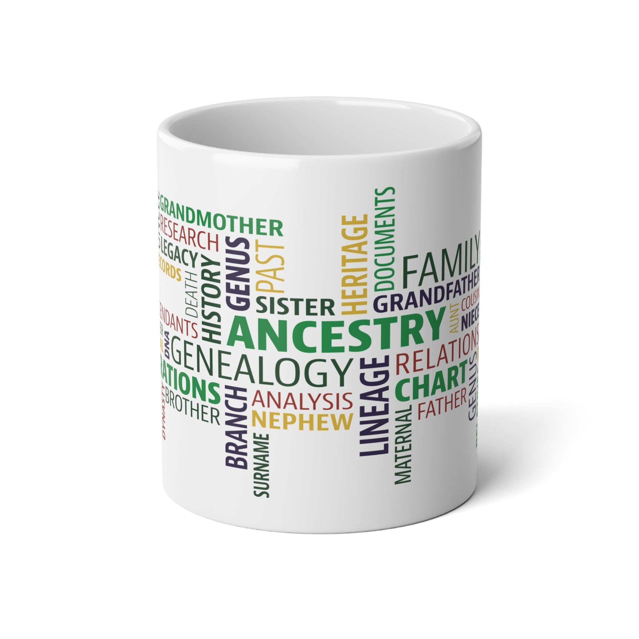 Genealogy Word Cloud Mug (20oz) in White by Genealogy Keepsakes