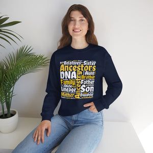 Genealogy Word Cloud Sweatshirt in Light Pink by Genealogy Keepsakes
