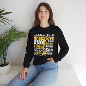Genealogy Word Cloud Sweatshirt in Light Pink by Genealogy Keepsakes