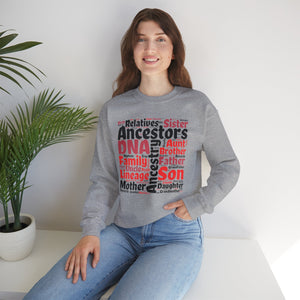Genealogy Word Cloud Sweatshirt in Light Pink by Genealogy Keepsakes
