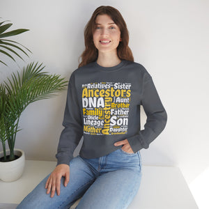 Genealogy Word Cloud Sweatshirt in Light Pink by Genealogy Keepsakes