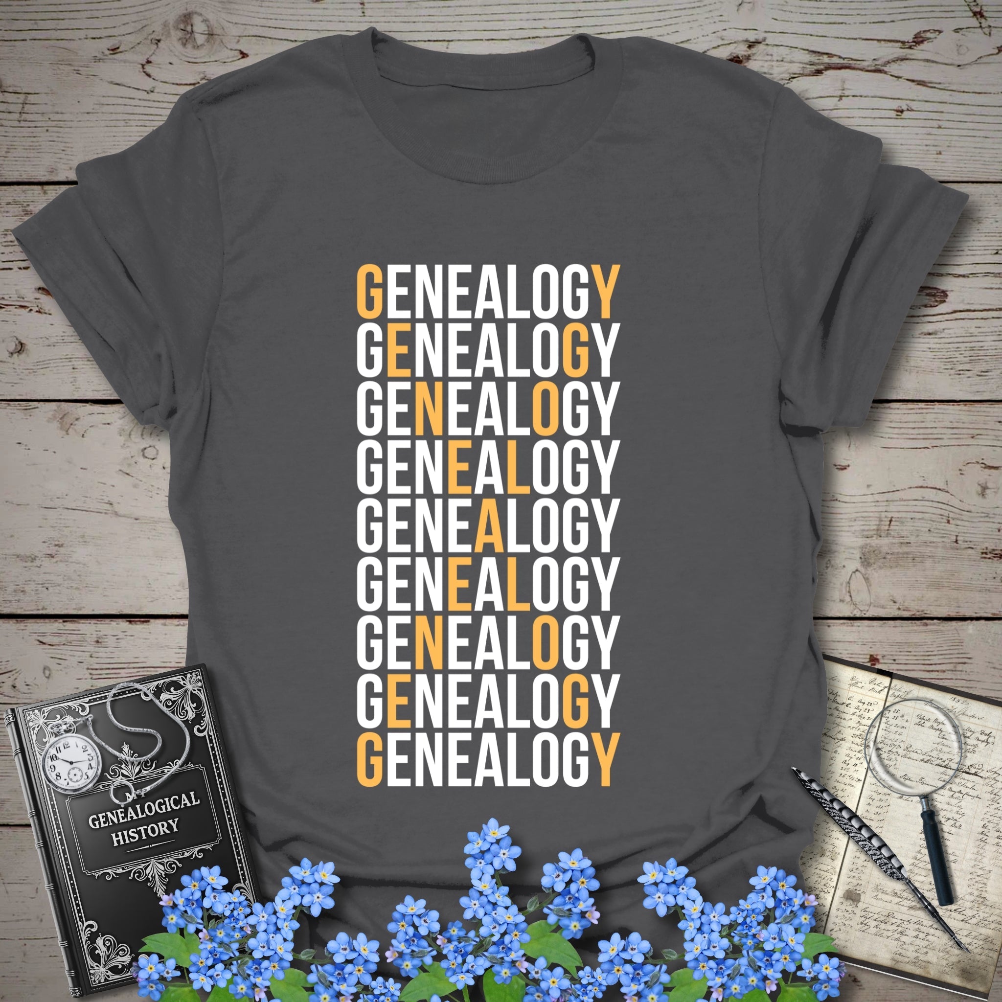 Genealogy X T-Shirt in Charcoal by Genealogy Keepsakes