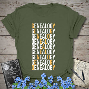 Genealogy X T-Shirt in Military Green by Genealogy Keepsakes
