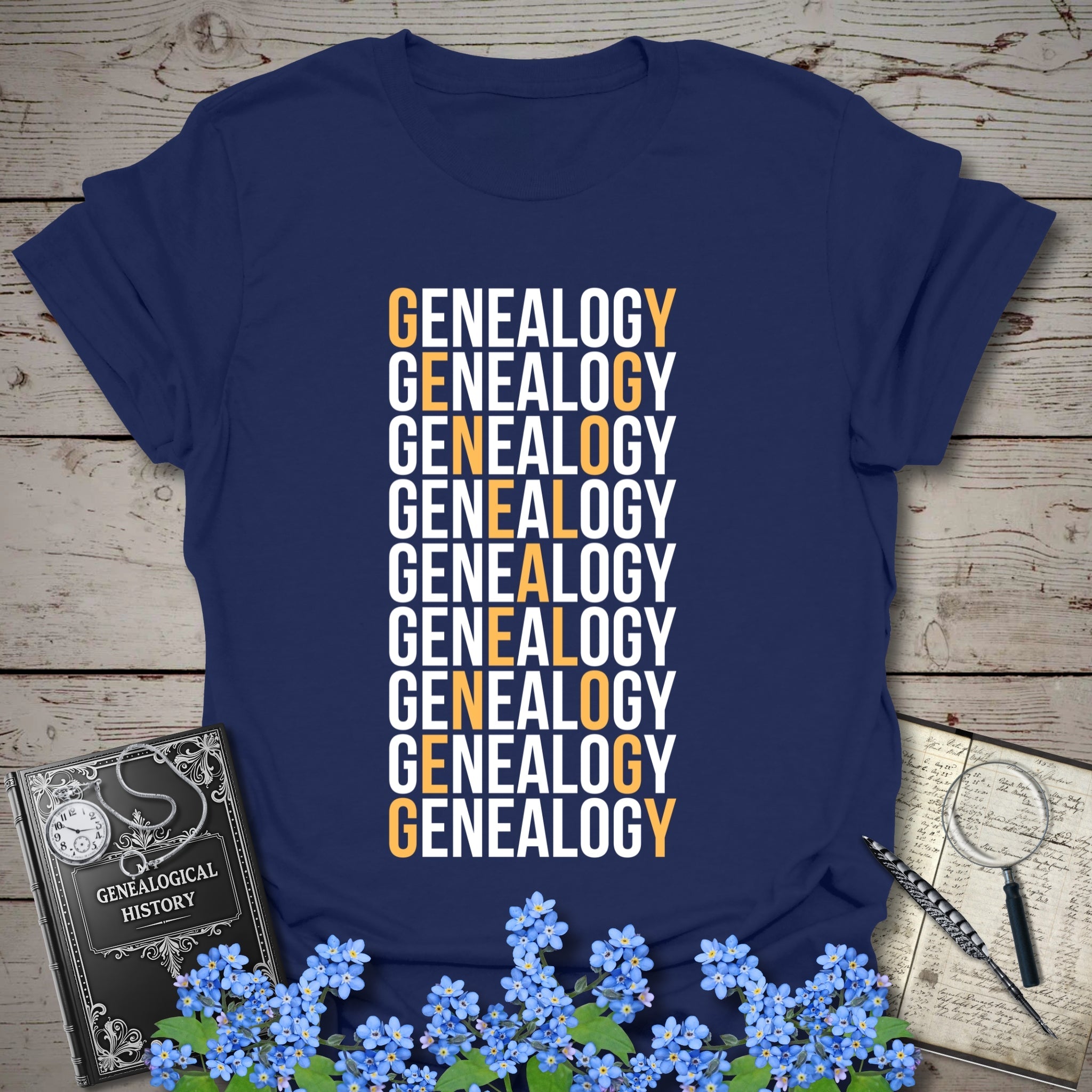 Genealogy X T-Shirt in Navy by Genealogy Keepsakes