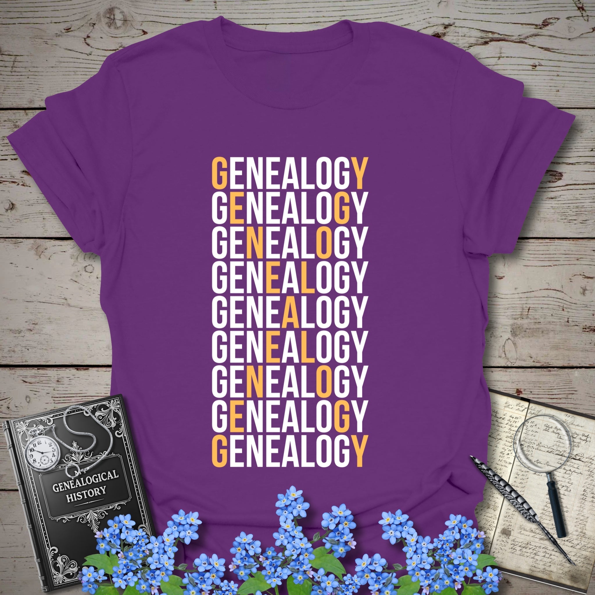 Genealogy X T-Shirt in Purple by Genealogy Keepsakes