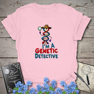 Genetic Detective T-Shirt in Light Pink by Genealogy Keepsakes