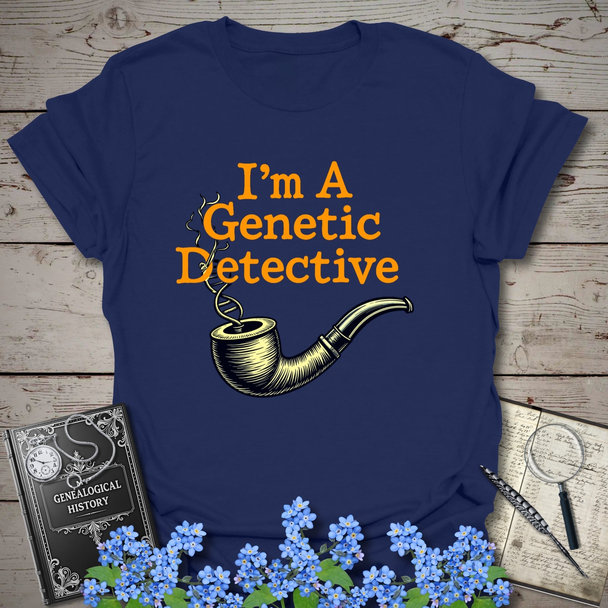 Genetic Detective T-Shirt in Navy by Genealogy Keepsakes