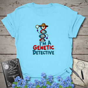 Genetic Detective T-Shirt in Sky by Genealogy Keepsakes