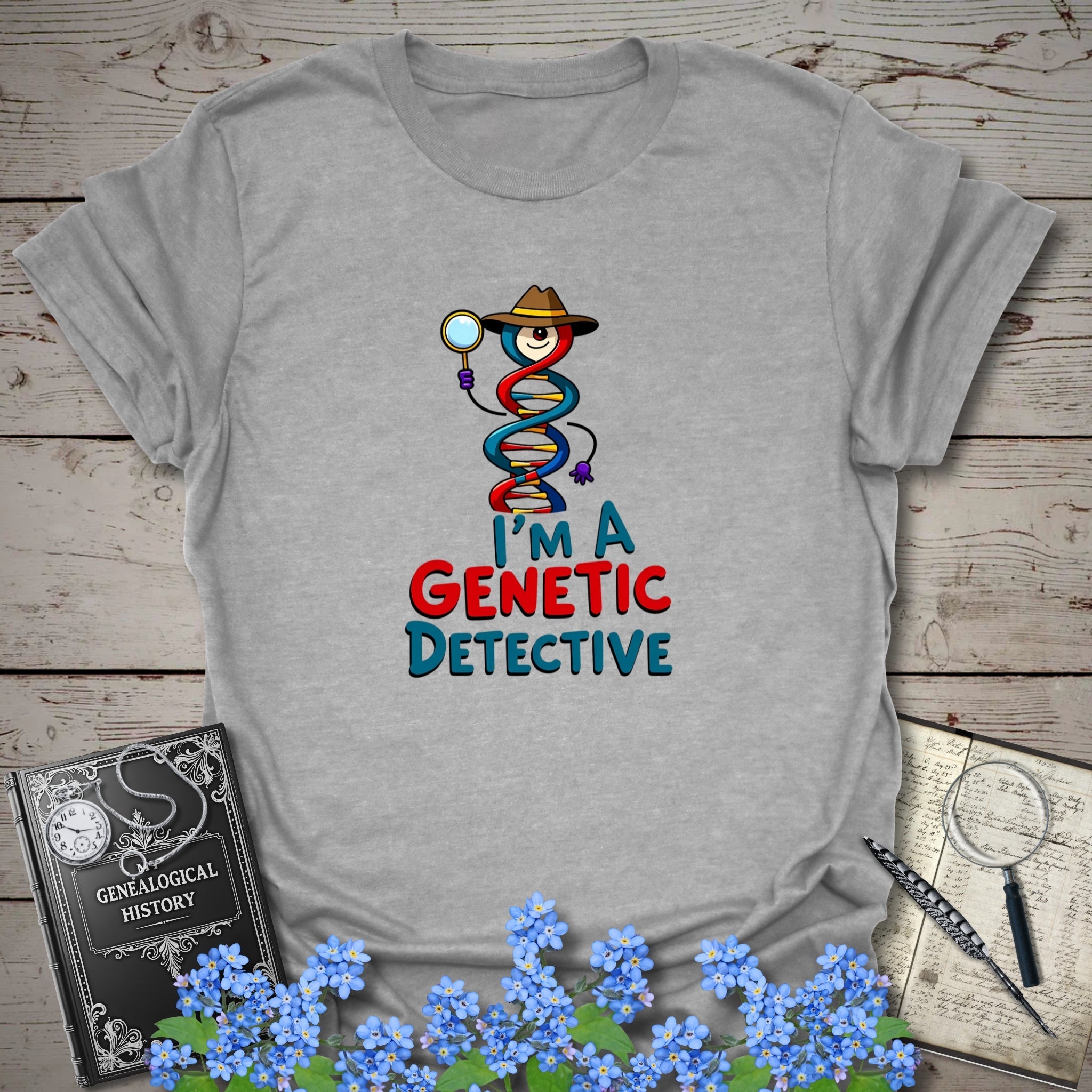 Genetic Detective T-Shirt in Sport Grey by Genealogy Keepsakes