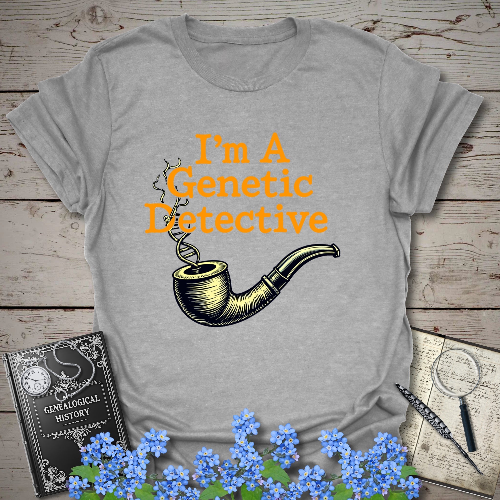 Genetic Detective T-Shirt in Sport Grey by Genealogy Keepsakes