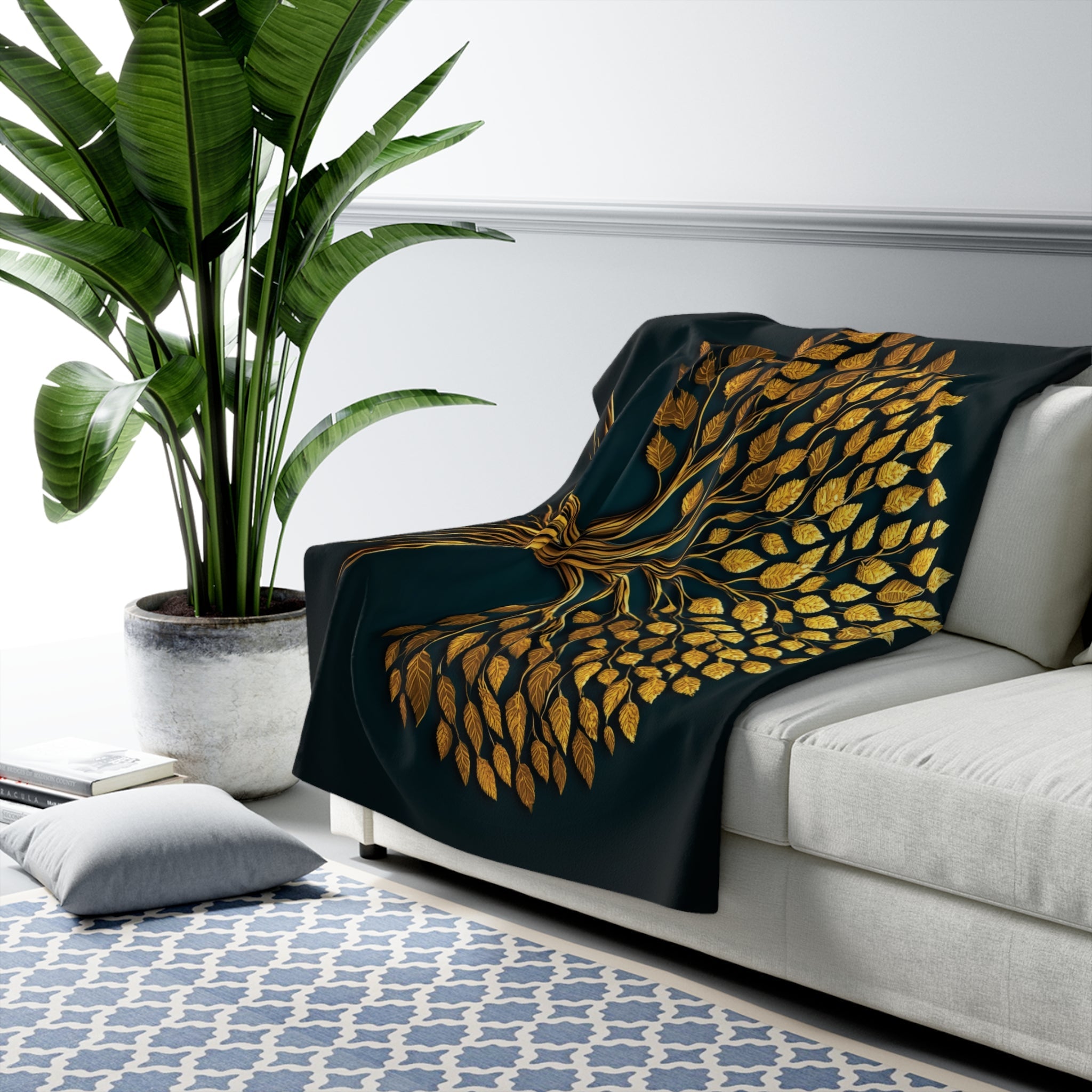Golden Tree of Life Sherpa Fleece Blanket in 30" × 40" by Genealogy Keepsakes