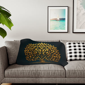 Golden Tree of Life Sherpa Fleece Blanket in 30'' × 40'' by Genealogy Keepsakes