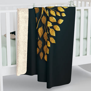Golden Tree of Life Sherpa Fleece Blanket in 30" × 40" by Genealogy Keepsakes