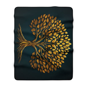Golden Tree of Life Sherpa Fleece Blanket in 30" × 40" by Genealogy Keepsakes