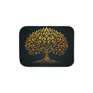 Golden Tree of Life Sherpa Fleece Blanket in 30'' × 40'' by Genealogy Keepsakes