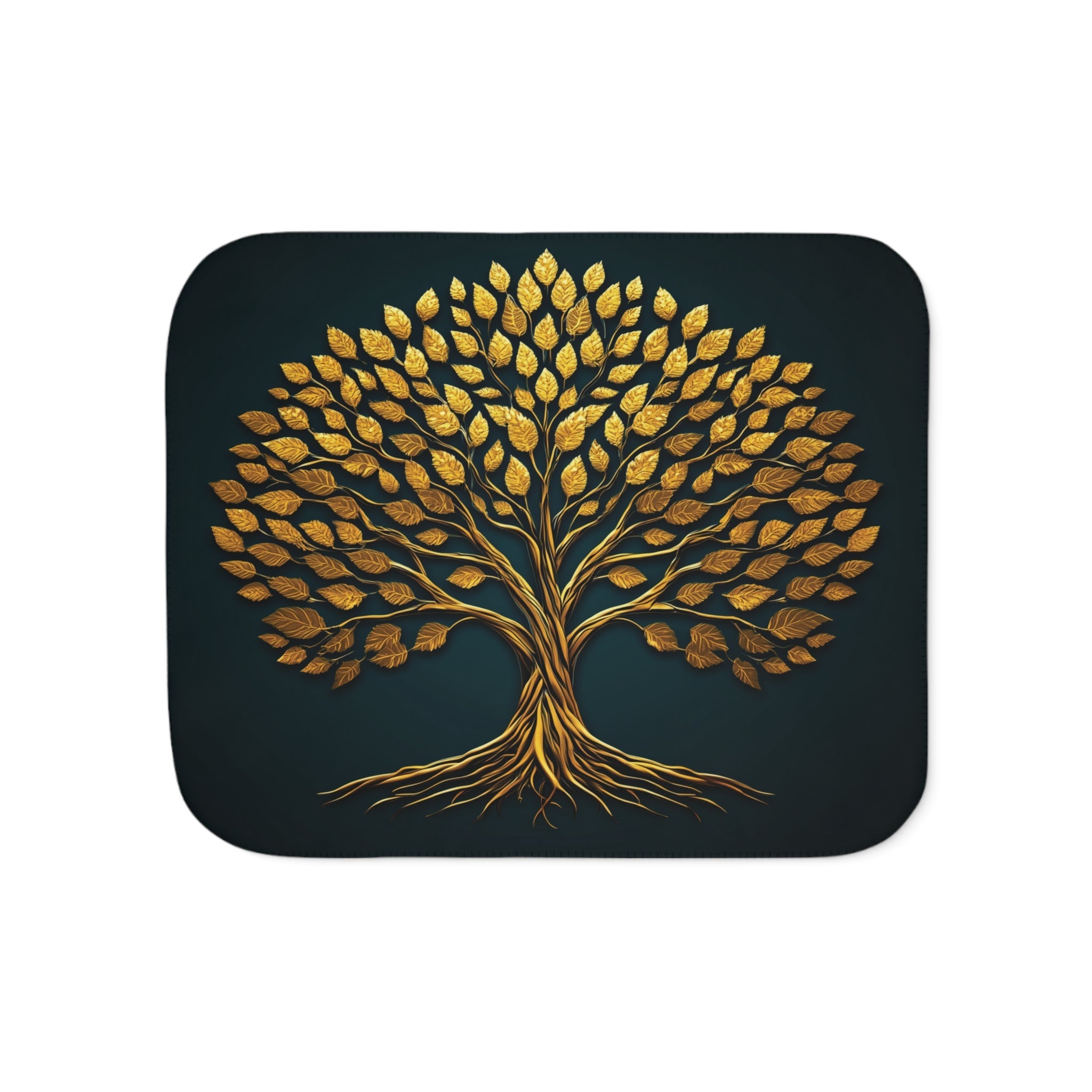 Golden Tree of Life Sherpa Fleece Blanket in 50" × 60" by Genealogy Keepsakes