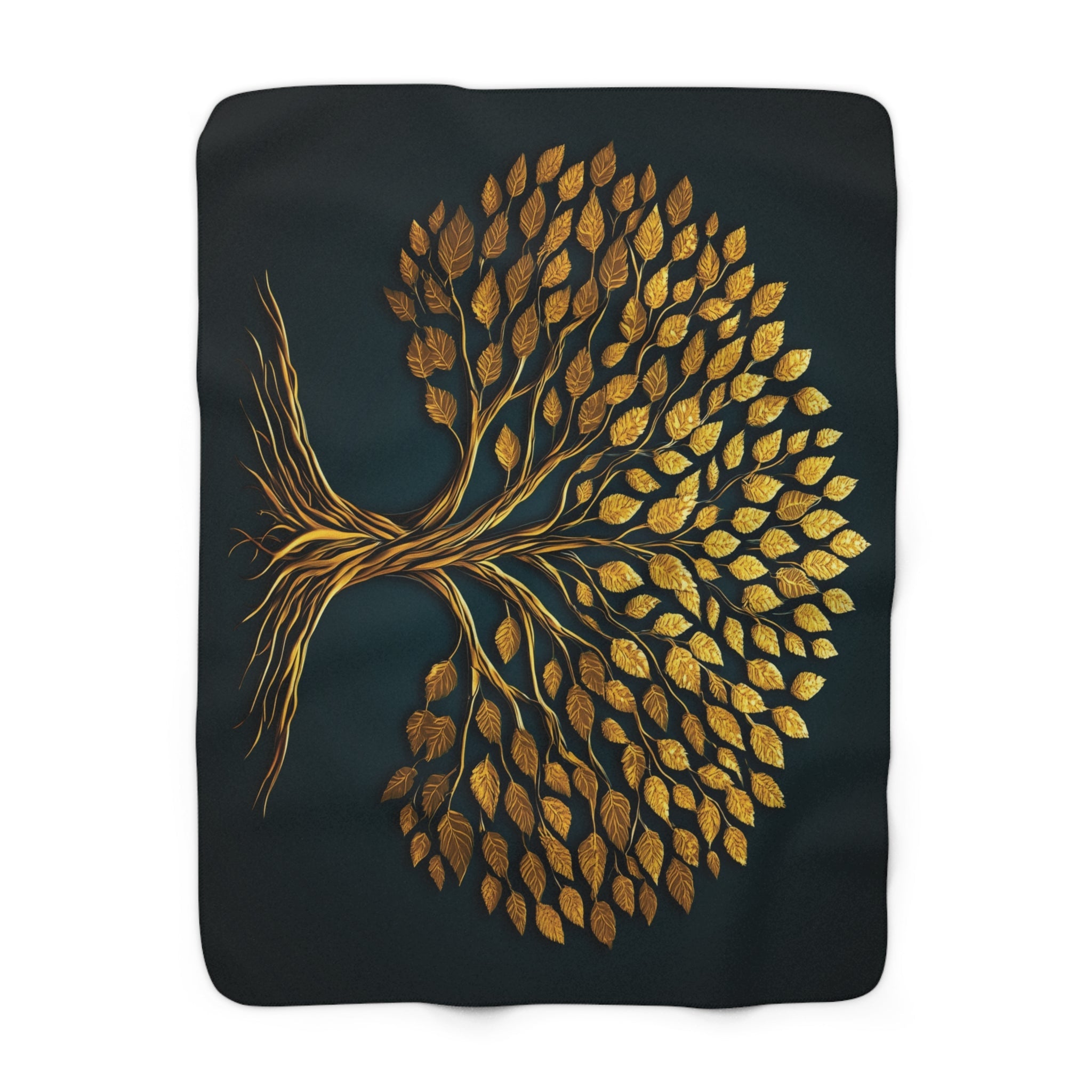 Golden Tree of Life Sherpa Fleece Blanket in 50" × 60" by Genealogy Keepsakes