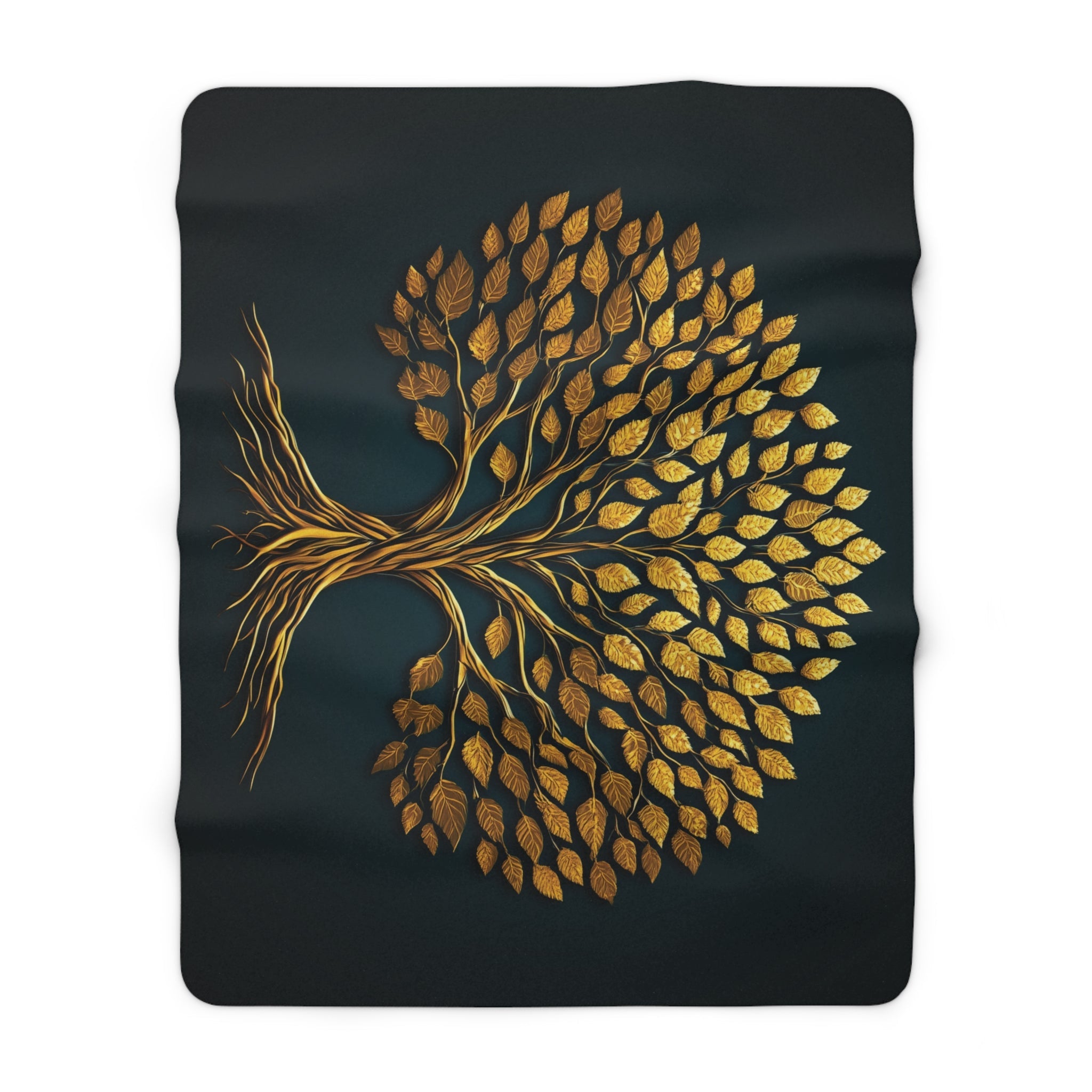 Golden Tree of Life Sherpa Fleece Blanket in 60" × 80" by Genealogy Keepsakes