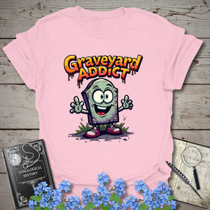 Graveyard Addict T-Shirt - Genealogy Keepsakes Custom Genealogy Gift - Light Pink S