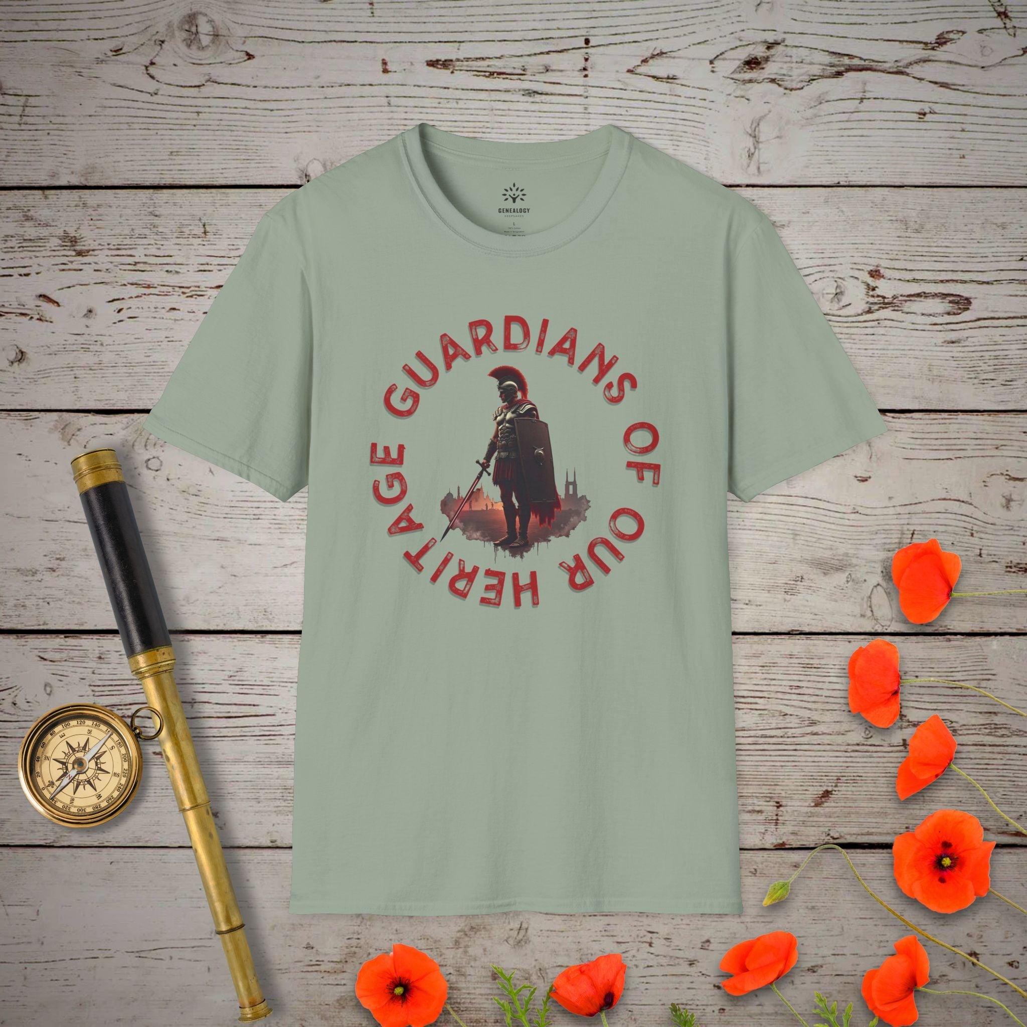 Guardians of our Heritage T-Shirt in Sage by Genealogy Keepsakes