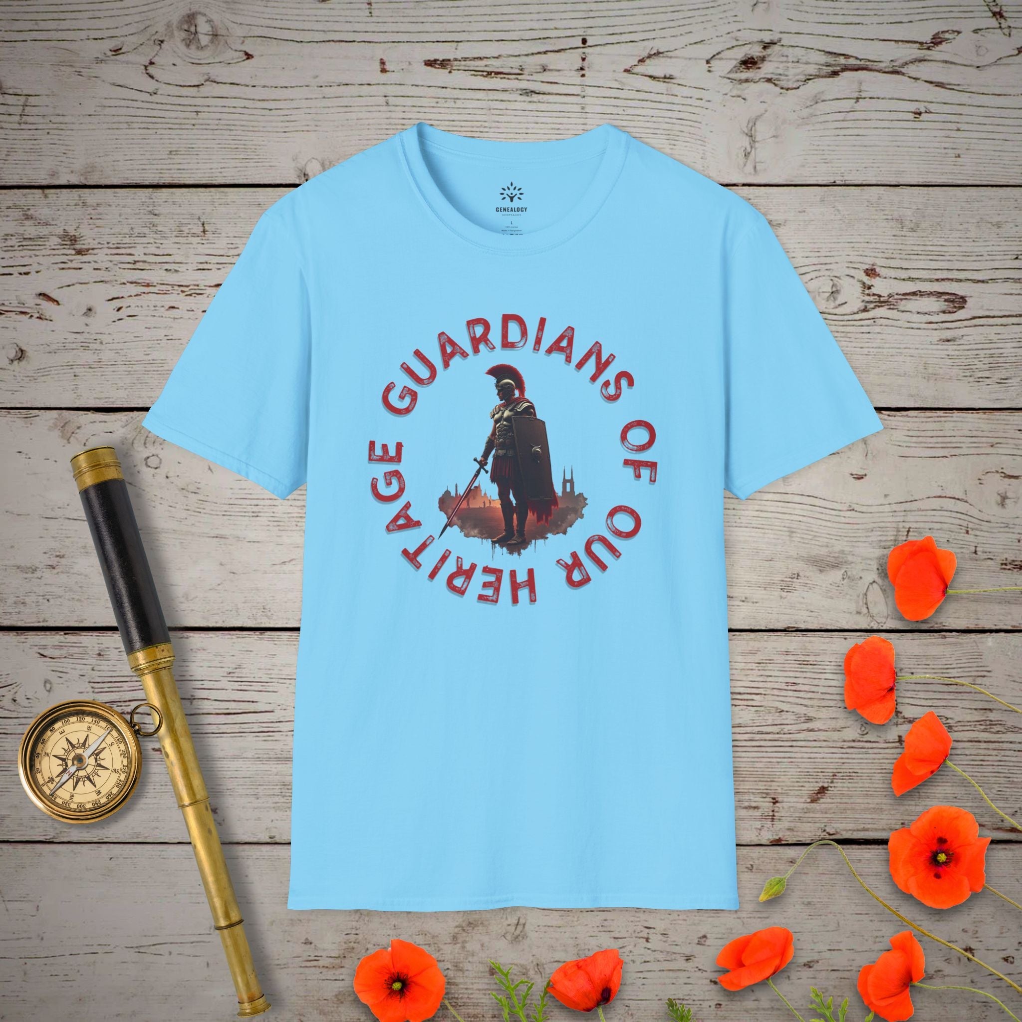 Guardians of our Heritage T-Shirt in Sky by Genealogy Keepsakes