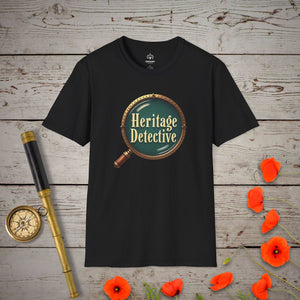 Heritage Detective T-Shirt in Black by Genealogy Keepsakes