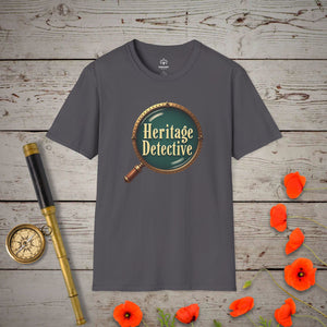 Heritage Detective T-Shirt in Charcoal by Genealogy Keepsakes