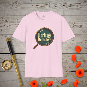 Heritage Detective T-Shirt in Light Pink by Genealogy Keepsakes