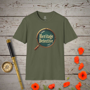 Heritage Detective T-Shirt in Military Green by Genealogy Keepsakes