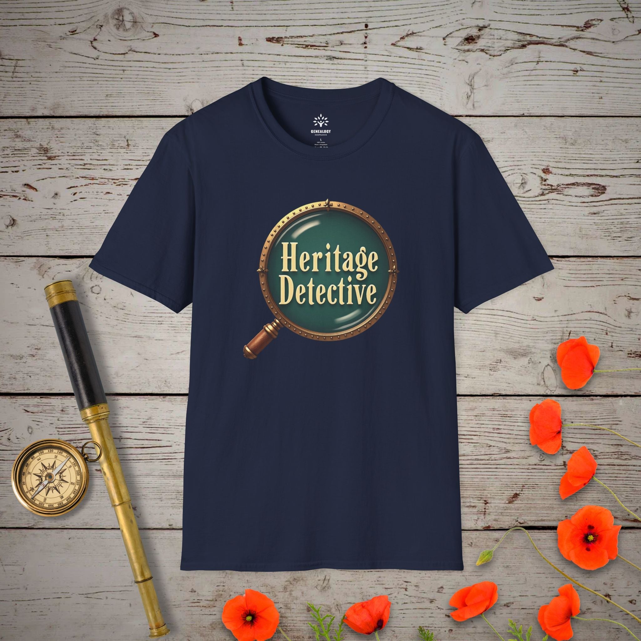 Heritage Detective T-Shirt in Navy by Genealogy Keepsakes