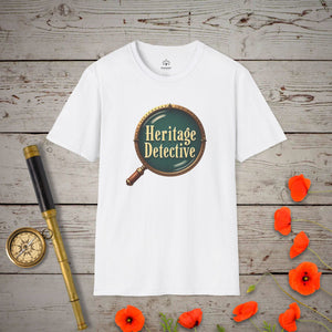 Heritage Detective T-Shirt in White by Genealogy Keepsakes