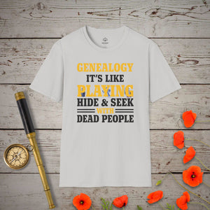 Hide & Seek T-Shirt - Genealogy Keepsakes Custom Genealogy Gift - Ice Grey S