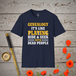 Hide & Seek T-Shirt - Genealogy Keepsakes Custom Genealogy Gift - Navy S